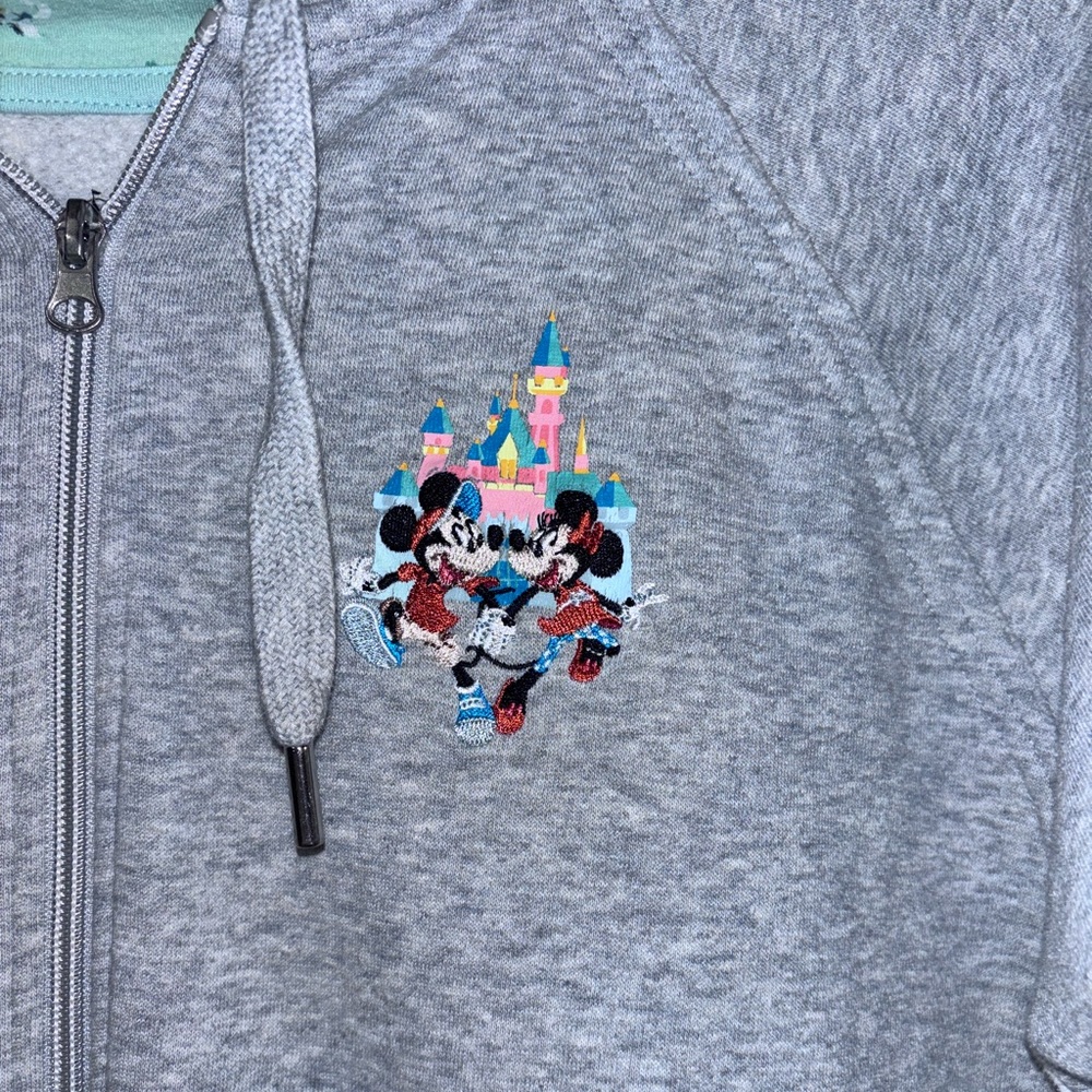 Disney Hoodie Gray Full Zip Disneyland Play In The Park Mickey Minnie Jacket 1X - Picture 3 of 7